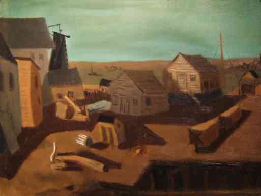 Untitled (Gloucester Harbor Fisheries), oil on canvas, 1933, 17 7/8 x 23 15/16  
