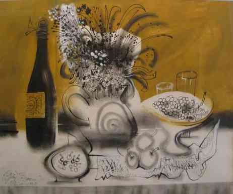  Still Life, gouache and ink, 1959, 20x26