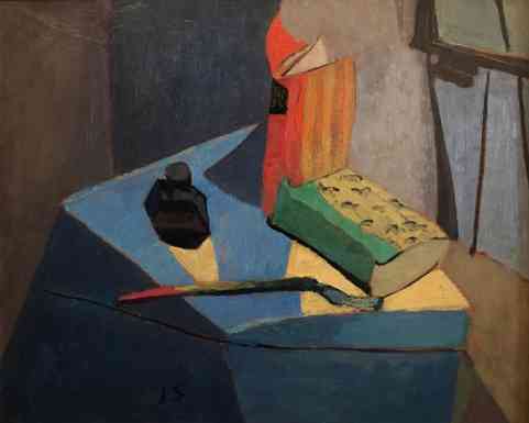 Still Life with Ink Well, oil on canvas, 16x20, 1945
