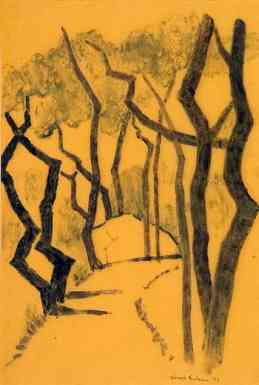 Naked Trees, monotype, 11 x 15
