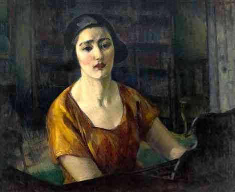 At The Piano, oil on canvas, 25 x 30, 1929