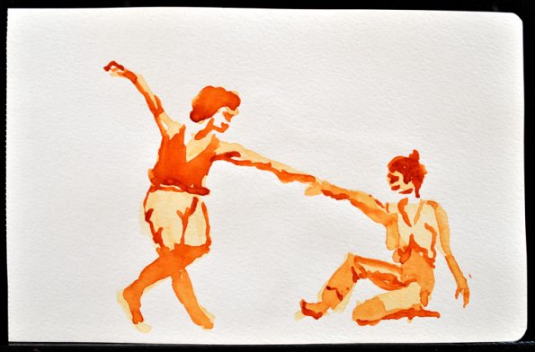 Dancers Study 1, Watercolor, 8"x5"