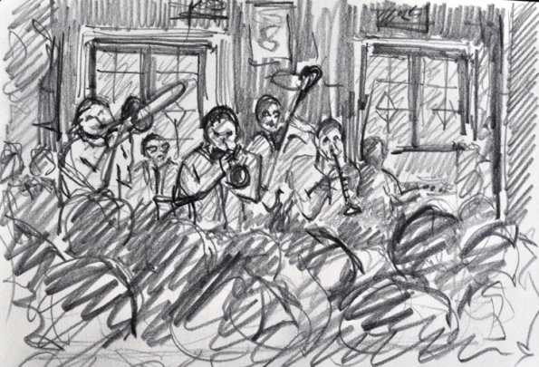 Preservation Hall, New Orleans, Pencil Sketch, 8"x5"