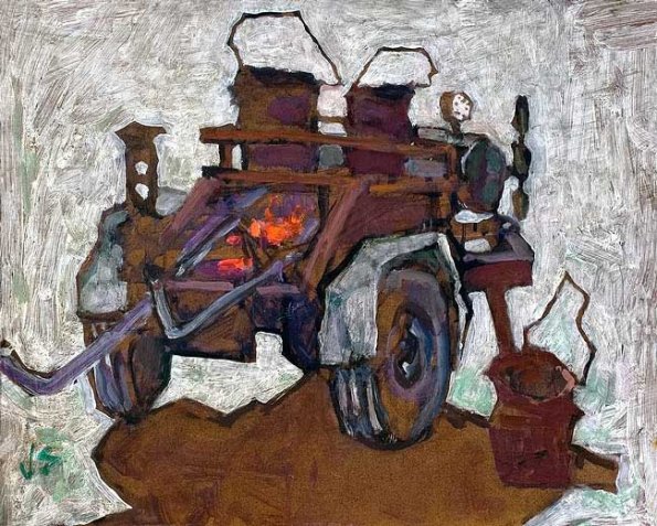 Tarr Cart, oil on board, 16 x 20, 1960