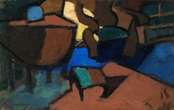Studio in Blue, oil on board, 9 x 14, 1933