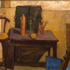 Still Life with Artist Folio, 1948, oil on board, 14 x 17