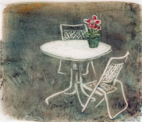 Back Yard, monotype, 11 x 14