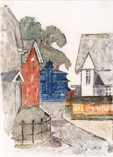 Portuguese Hill, monotype, 11 x 14