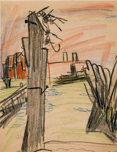 Jamaica, Long Island, crayon, 11 x 14, 1934