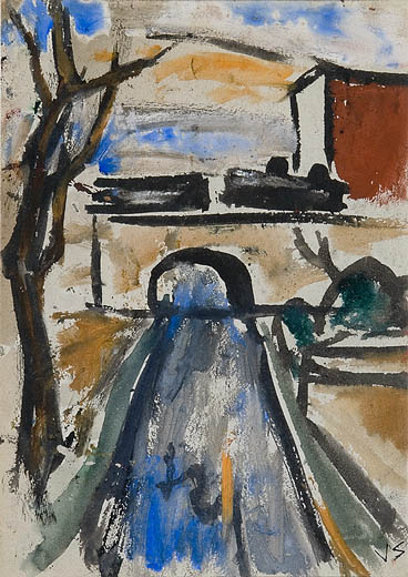 Underpass Long Island, watercolor, 14 x 9, 1932