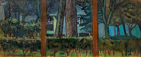 Harvey Park, c.1950, oil on panel, 12 x 28 in.