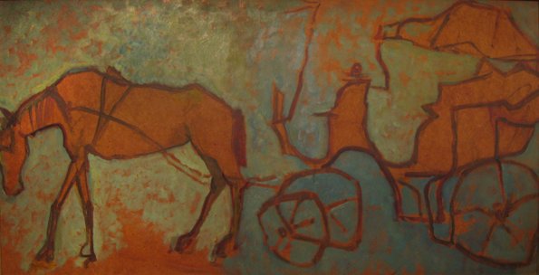 Horse and Carriage, oil on board, 24 x 38, 1950