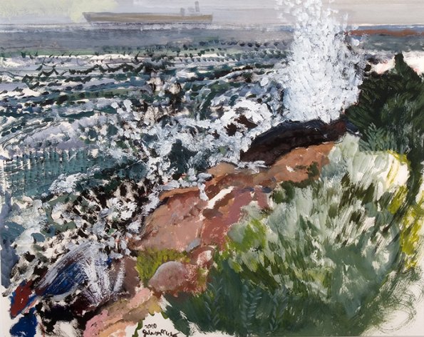 Cormorant on a Rock, 20 x 24", Oil on board