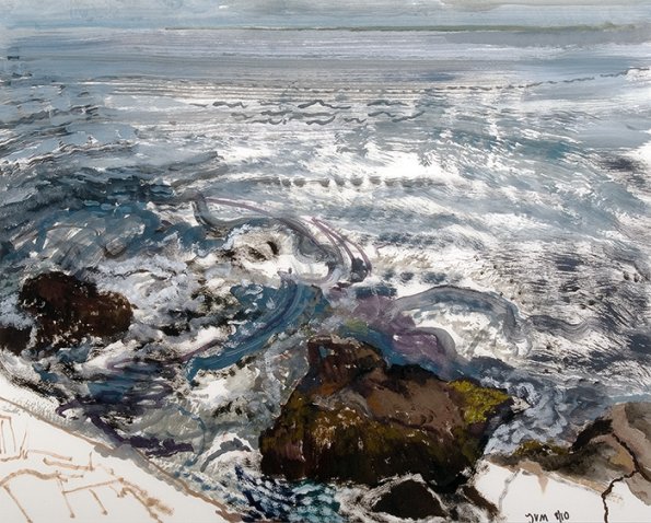 The Ocean and Kettle Island in Late June, 16 x 19 1/2", Oil on board