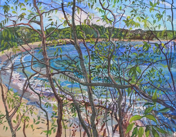 Julia von Metzsch, Lattice-trees, oil on panel, 24x30