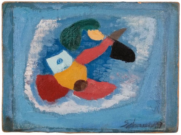 Abstract, oil on canvas mounted on board, 8 x 7, 1934