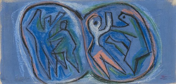 Soccer, chalk on board, 8 x 16, 1937