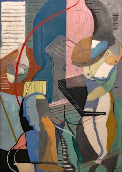 Abstraction With Musical Instruments, oil on canvas, 39x27, 1932