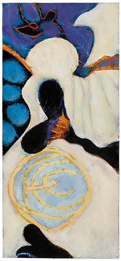 Abstract III, Asteriope Moves, mixed media on paper, 9 x 4