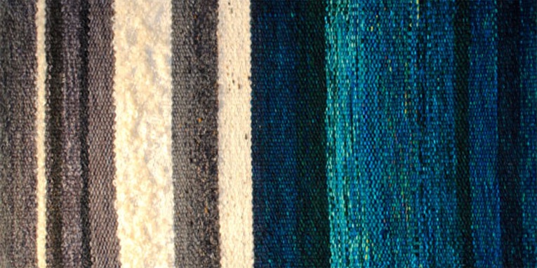 Quarry Water Study 2, wools, silk, linen, cotton, 11x20-3/4"