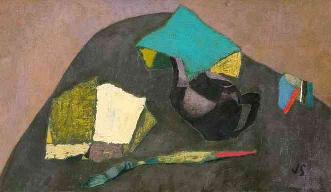 Tea Pot and Brush, oil on canvas, 20 x 12, 1940