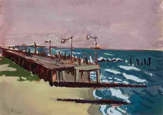 Boardwalk, Jamaica, Long Island, gouache, 11 x 14, 1934
