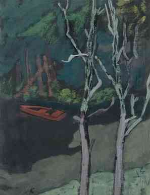 Boat and Trees, gouache, 14 x 11, 1940