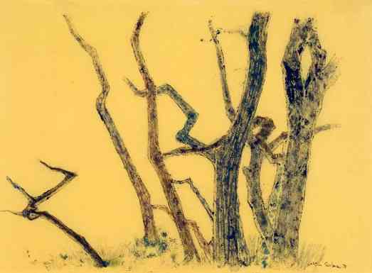 Trees II, monotype, 11 x 14