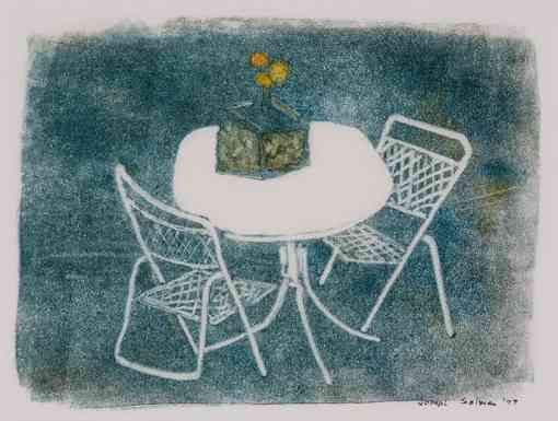 Garden Chairs, monotype, 12 x 16