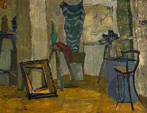 Joseph Solman. Studio, oil on canvas, 18x24, 1950