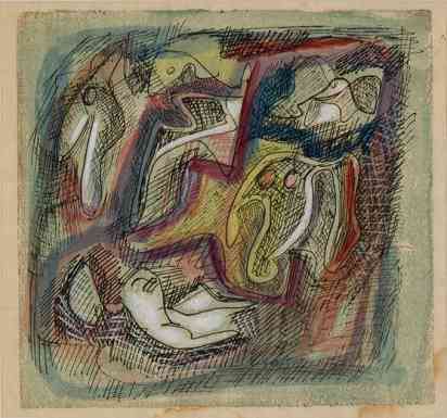 Abstract, etching, 7 x 7, 1936