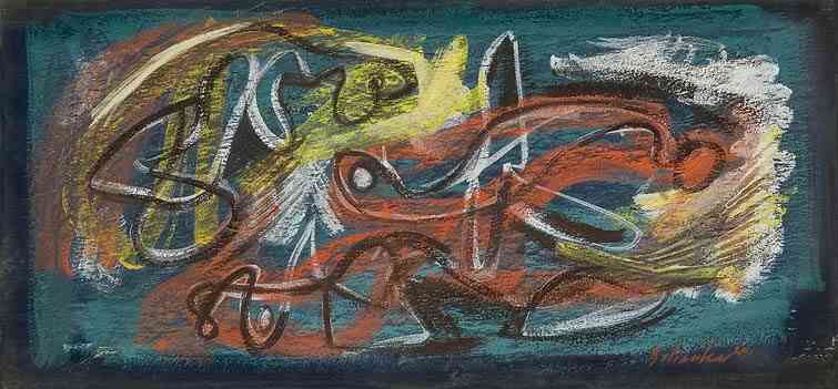Amorphous Color Abstraction	, chalk on board, 8 x 17, 1944