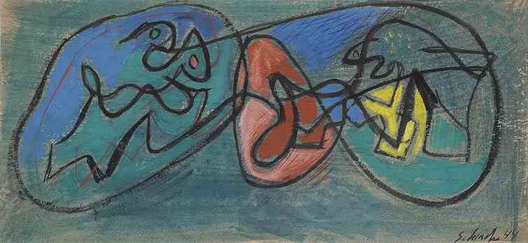 Shape Abstraction, chalk on board	, 7 3/4 x 16, 1944